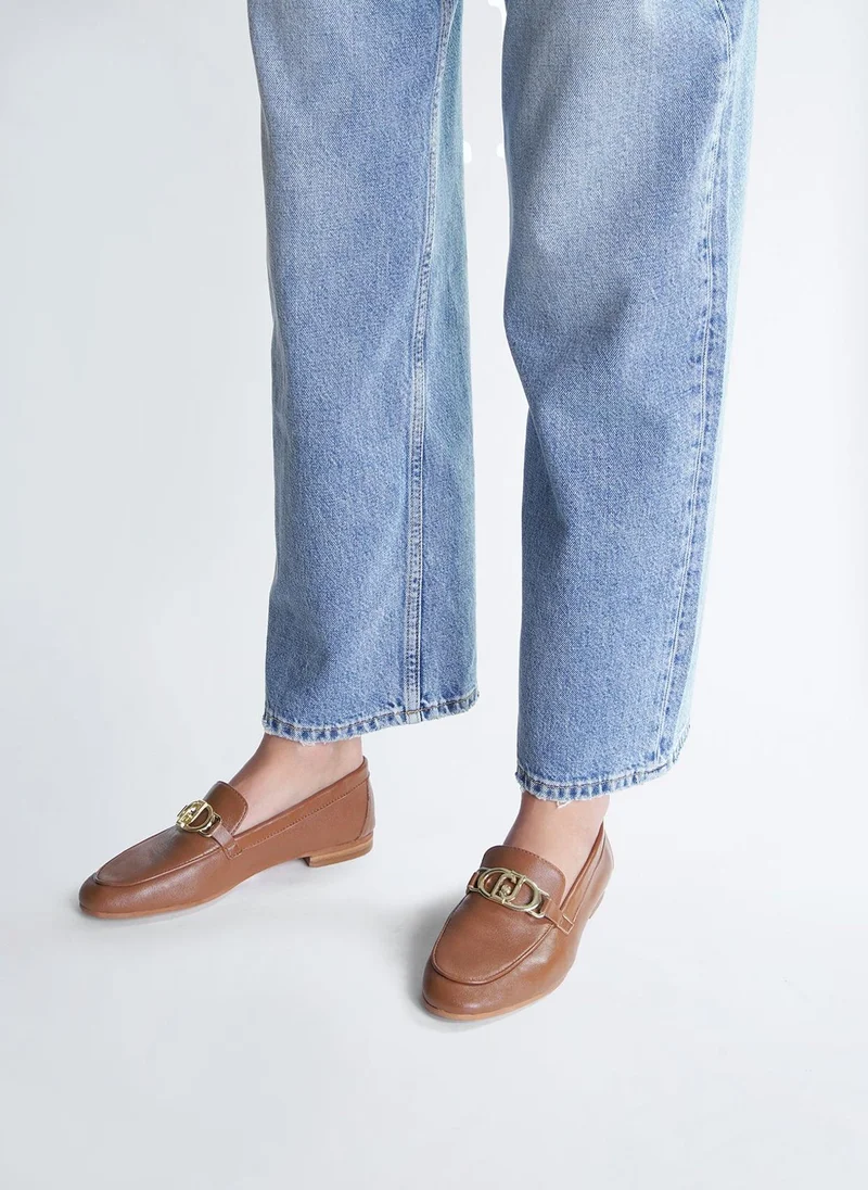 Liu Jo Brown soft nappa leather loafers