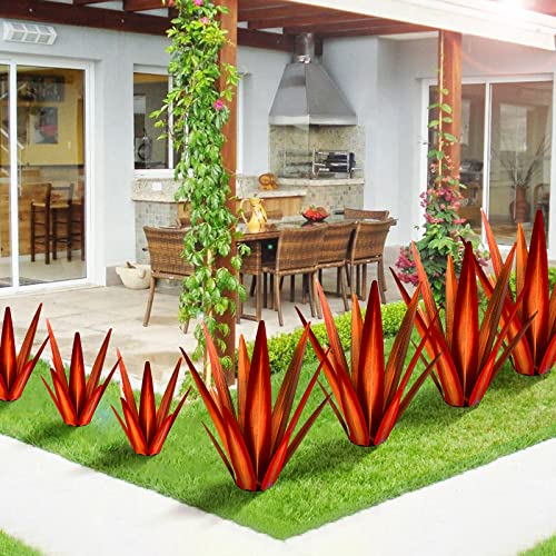 KODIBO Large Tequila Rustic Sculpture, Rustic Metal Agave Plants for Outdoor Patio Yard, Home Decor Hand Painted Garden Yard Statue, Lawn Ornaments Yard Stakes (Red - L) - Image 3