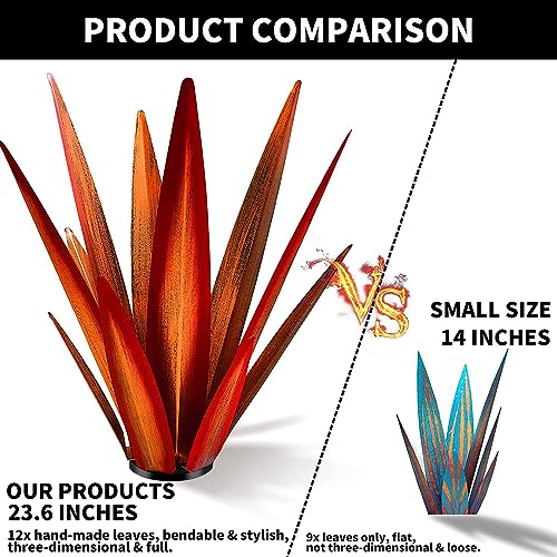 KODIBO Large Tequila Rustic Sculpture, Rustic Metal Agave Plants for Outdoor Patio Yard, Home Decor Hand Painted Garden Yard Statue, Lawn Ornaments Yard Stakes (Red - L) - Image 4