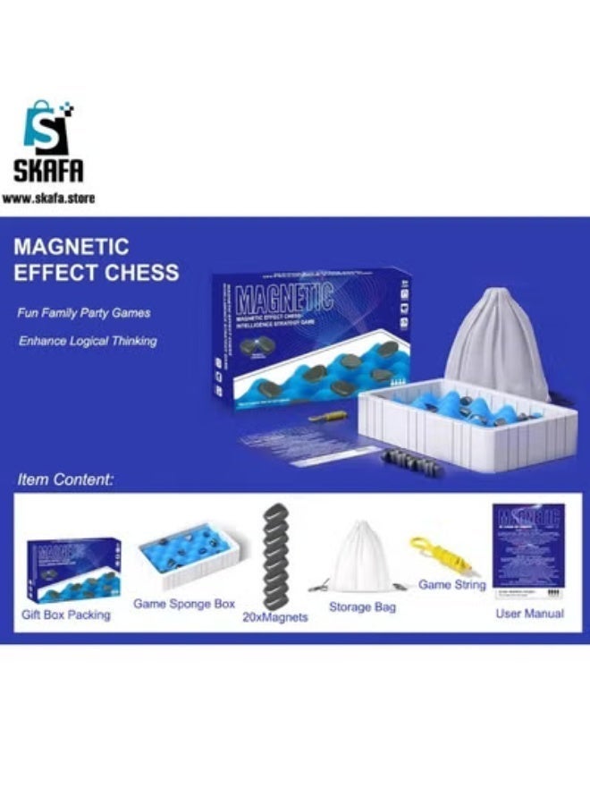 SKAFA Magnetic Chess Set | Board with Magnetic Stones/Sponge Chessboard/String | Strategy Game with Rocks | Family and Party Game for Kids and Adults. - Image 2