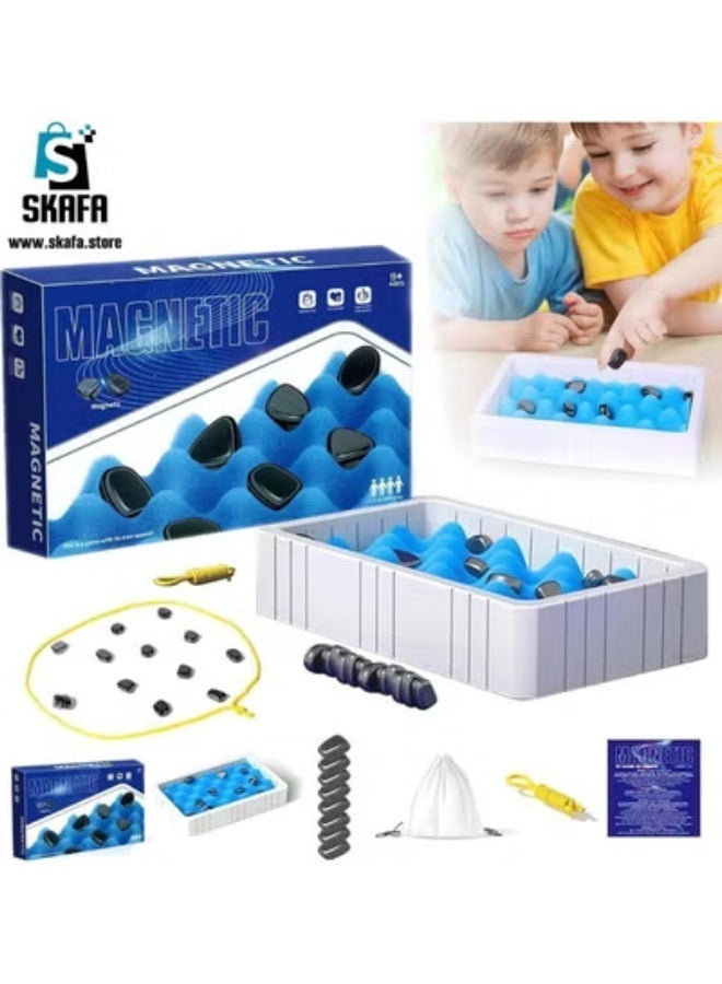 SKAFA Magnetic Chess Set | Board with Magnetic Stones/Sponge Chessboard/String | Strategy Game with Rocks | Family and Party Game for Kids and Adults. - Image 4