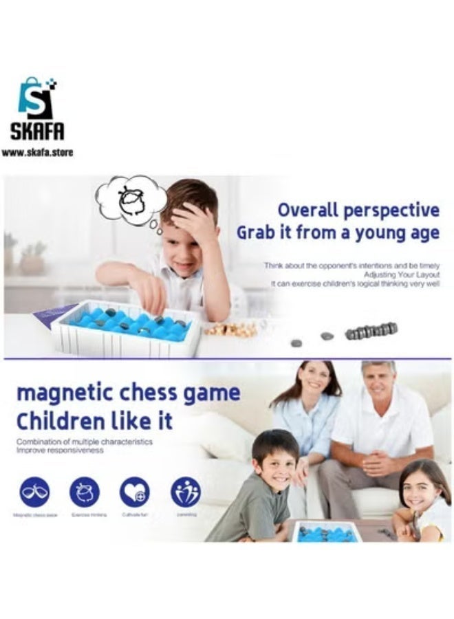 SKAFA Magnetic Chess Set | Board with Magnetic Stones/Sponge Chessboard/String | Strategy Game with Rocks | Family and Party Game for Kids and Adults. - Image 5