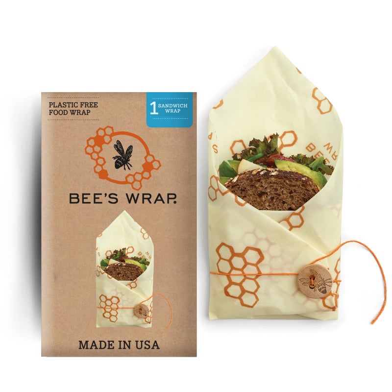 Bee's Wrap Reusable Beeswax Food Wraps Made in the USA, Eco Friendly Beeswax Wraps for Food, Sustainable Organic Cotton Wrap, Sandwich Wrap for Bread, Honeycomb Pattern - Image 1
