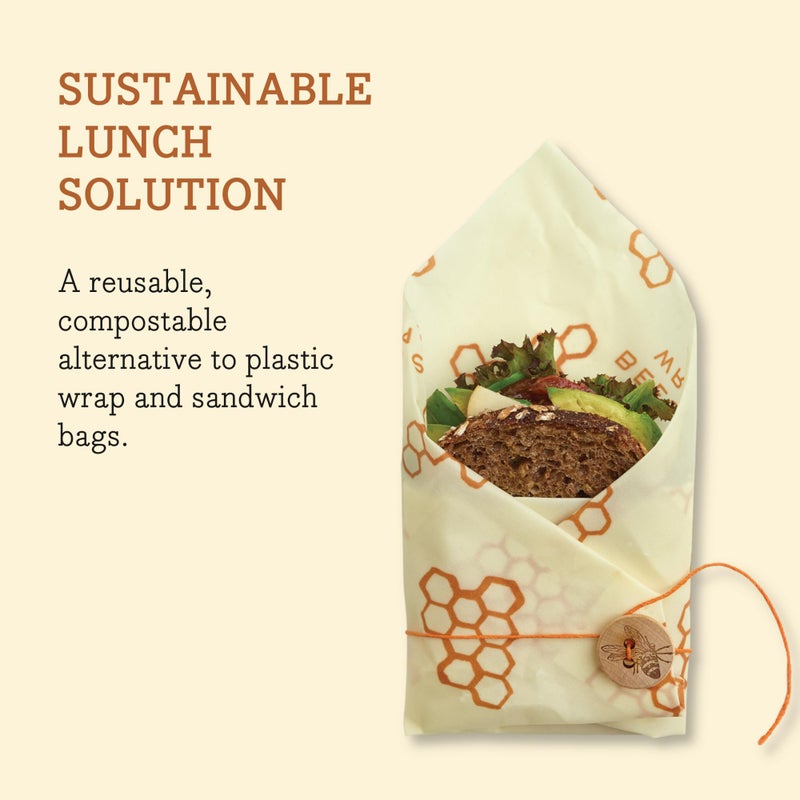 Bee's Wrap Reusable Beeswax Food Wraps Made in the USA, Eco Friendly Beeswax Wraps for Food, Sustainable Organic Cotton Wrap, Sandwich Wrap for Bread, Honeycomb Pattern - Image 4