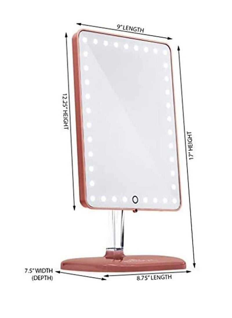 Generic Touch Screen Lightning Vanity Makeup Mirror With Led Lights Rose Gold  - Image 2