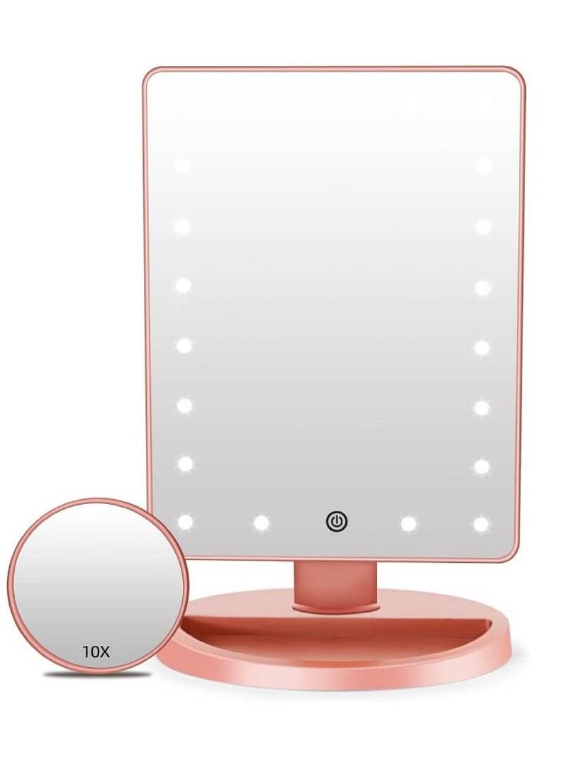 Generic Touch Screen Lightning Vanity Makeup Mirror With Led Lights Rose Gold  - Image 1