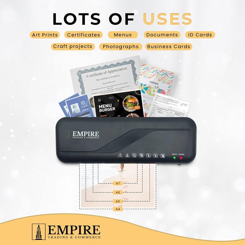 Empire 200 Laminating Sheets, 150 Micron Laminating Pouches (2 x 75 Micron), A4 Thermal Laminating Pouches, Glossy Finished with Ideal Rigidity for Everyday Use, Hot Laminator Use Only - Image 3