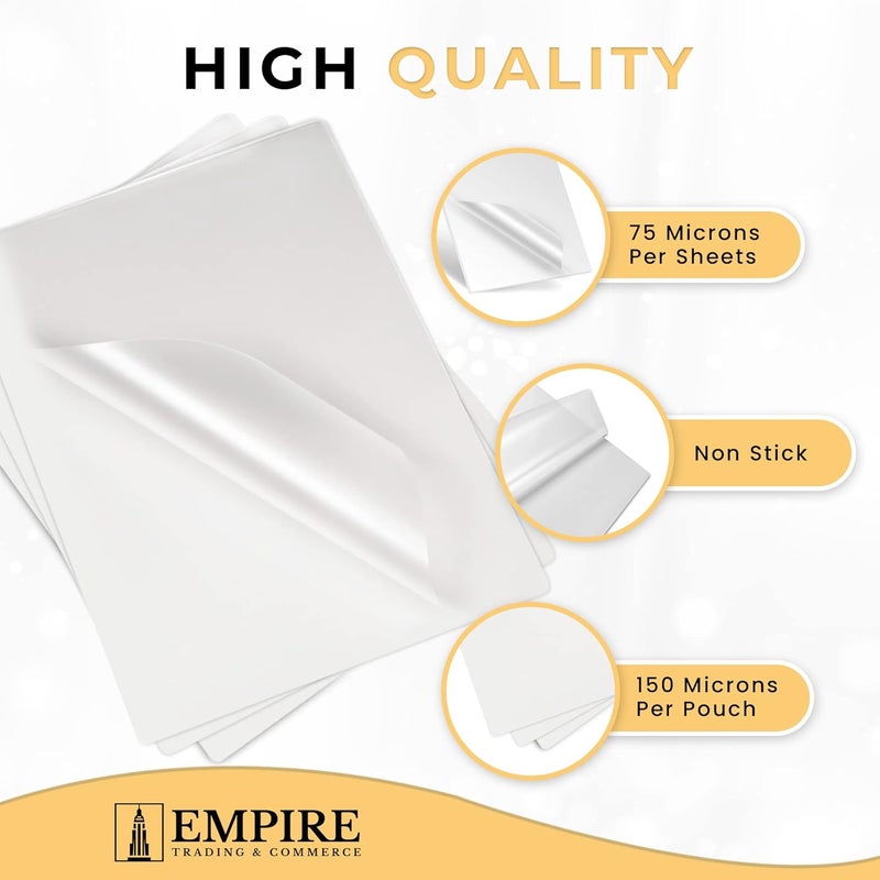 Empire 200 Laminating Sheets, 150 Micron Laminating Pouches (2 x 75 Micron), A4 Thermal Laminating Pouches, Glossy Finished with Ideal Rigidity for Everyday Use, Hot Laminator Use Only - Image 5