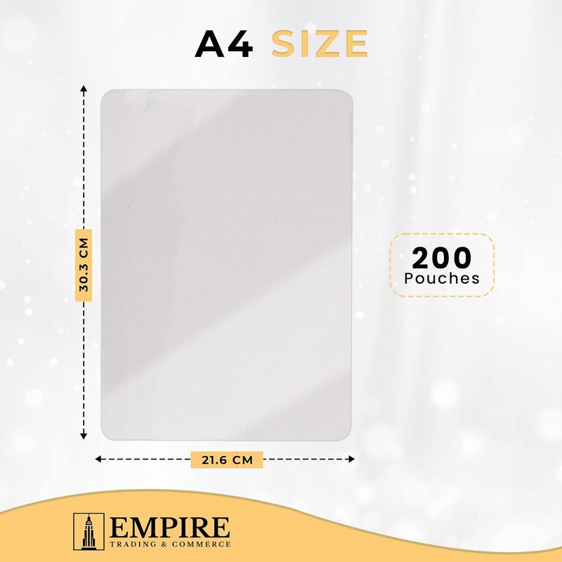 Empire 200 Laminating Sheets, 150 Micron Laminating Pouches (2 x 75 Micron), A4 Thermal Laminating Pouches, Glossy Finished with Ideal Rigidity for Everyday Use, Hot Laminator Use Only - Image 2