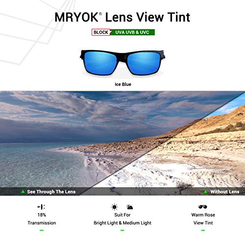 Mryok عدسات استبدال Mryok UV400 لنظارات أوكلي سترايت جاكت 2007 - أزرق جليدي - Image 5