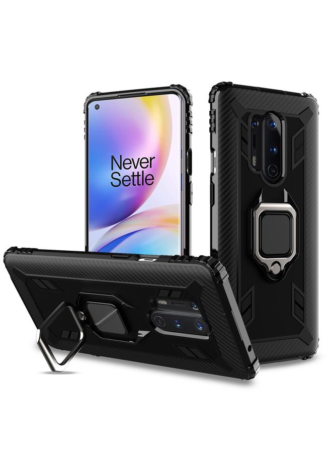 S-TOP Case For OnePlus 8 Pro Carbon Fiber Protective Case with 360 Degree Rotating Ring Holder - Image 1