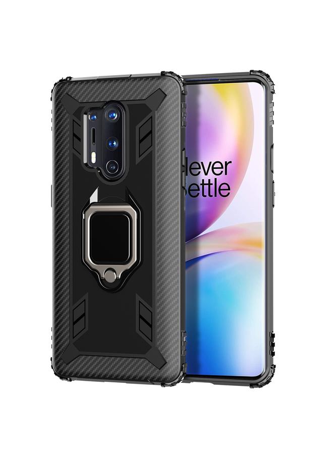 S-TOP Case For OnePlus 8 Pro Carbon Fiber Protective Case with 360 Degree Rotating Ring Holder - Image 2