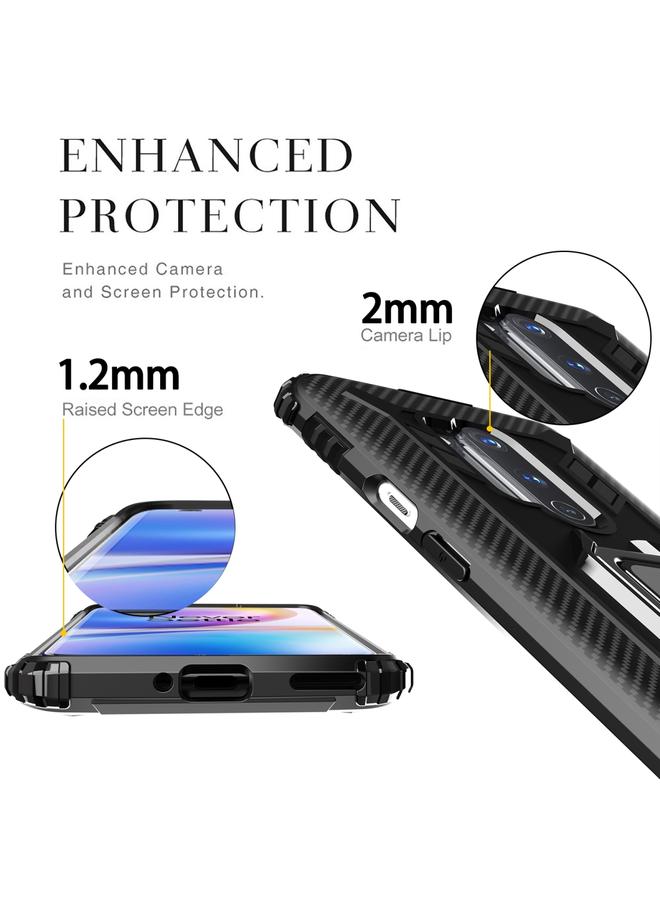 S-TOP Case For OnePlus 8 Pro Carbon Fiber Protective Case with 360 Degree Rotating Ring Holder - Image 3