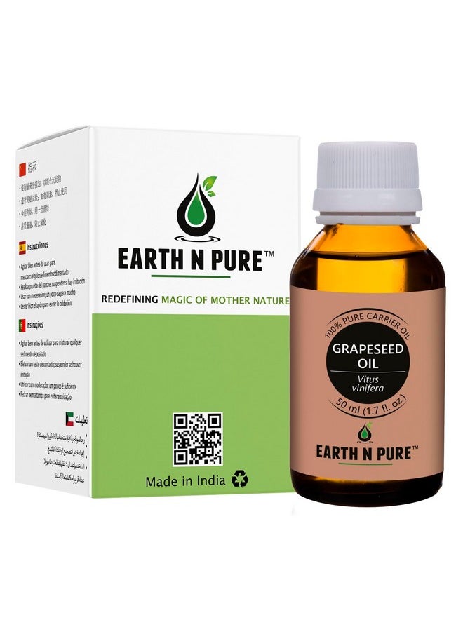إيرث آند بيور زيت بذور العنب من Earth N Pure، معصور على البارد، طبيعي وذو درجة علاجية، 50 مل  - Image 1