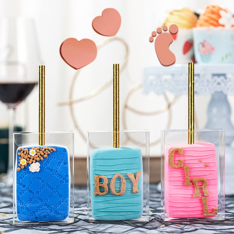 RomanticBaking 100 Pack 3.5"x 2.4"x 1.38" Rice Krispie Treat Boxes Cakesickle Boxes Macaron Boxes for Bridal Shower Birthday Party - Image 4