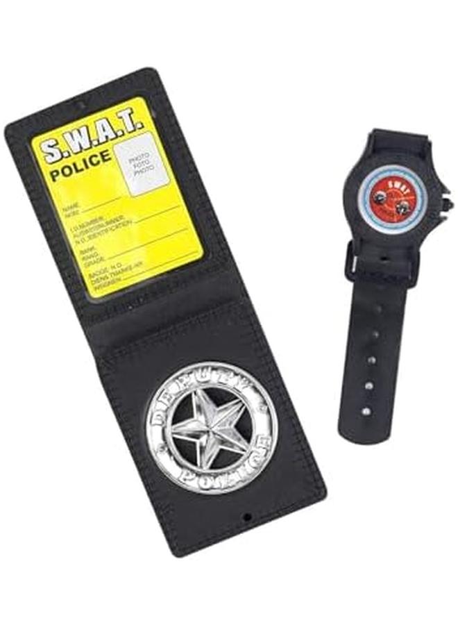 سميفيز طقم شرطة مع شارة أصفاد مسدس وساعة سوداء طقم شرطة أسود مع شارات أصفاد مسدس وساعة 23842 - Image 3