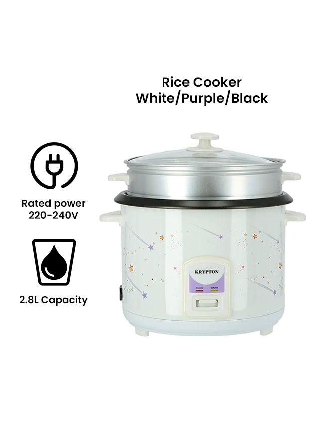 KRYPTON 2.8L Rice Cooker with Steamer, Non-Stick Pot | Automatic Cooking & Keep Warm | Easy Clean | Vegetable Steaming 2.8 L 1000 W KNRC6106 White - Image 2