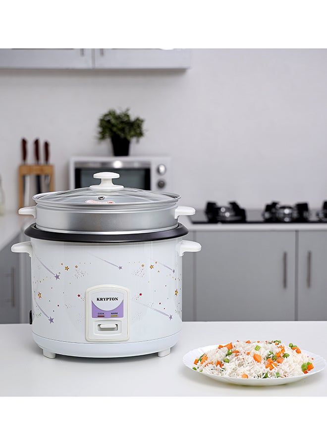 KRYPTON 2.8L Rice Cooker with Steamer, Non-Stick Pot | Automatic Cooking & Keep Warm | Easy Clean | Vegetable Steaming 2.8 L 1000 W KNRC6106 White - Image 5