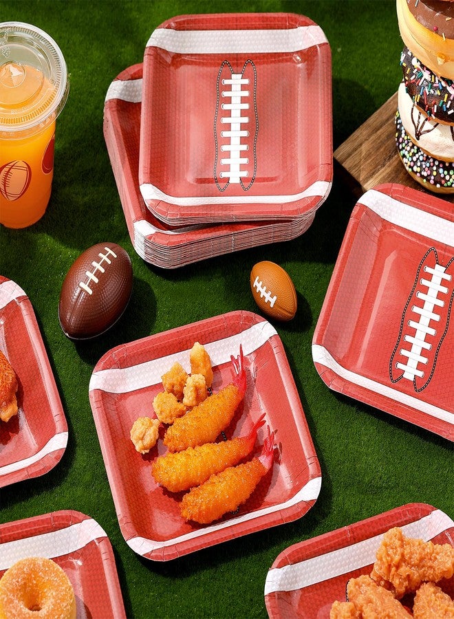 Mimorou 100 Pcs Football Dessert Plates Bulk 7 Inch Paper Plate Disposable Party Plate Square Dessert Plate for Game Day Birthday Baby Shower Home Decor Supplies (Brown) - Image 2