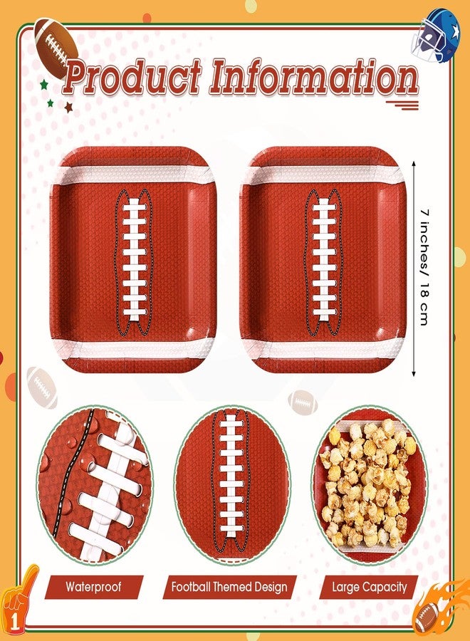 Mimorou 100 Pcs Football Dessert Plates Bulk 7 Inch Paper Plate Disposable Party Plate Square Dessert Plate for Game Day Birthday Baby Shower Home Decor Supplies (Brown) - Image 3