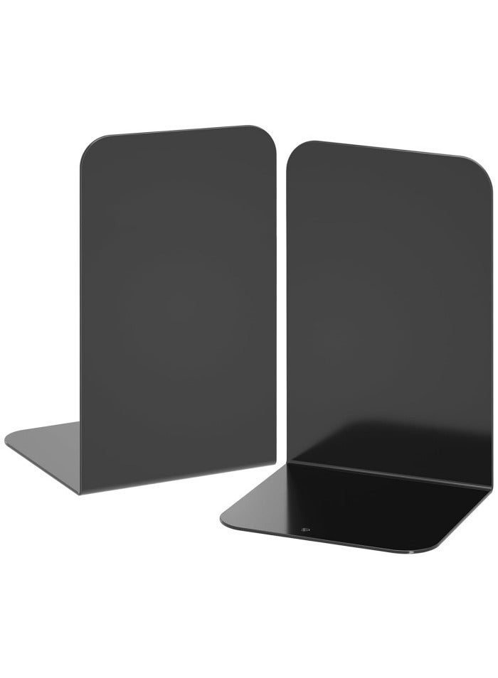 Bookends 1 Pair, Black Metal Book Ends, Bookends for Shelves, Book Stopper for Heavy Books, Book Dividers for Home Office School Supplies - Image 1
