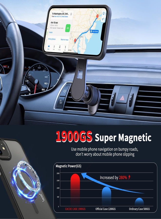 CACOE iPhone 14 Pro Max Magnetic Case Compatible with MagSafe and Magnetic Phone Holder, Translucent Matte Slim Back Cover Shock Resistant - Image 2