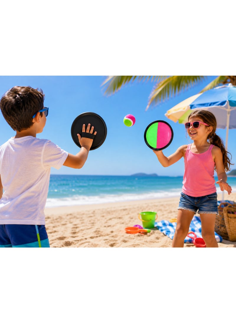 vGRASSP Kids Sticky Paddle Ball Catch Game Set 20 x 20 cm - Hook and Loop Catch Paddle with Soft Ball - Indoor and Outdoor Toss and Catch Sports Toy - Hand Eye Coordination Training Game for Boys and Girls - Family Fun Activity - Image 4