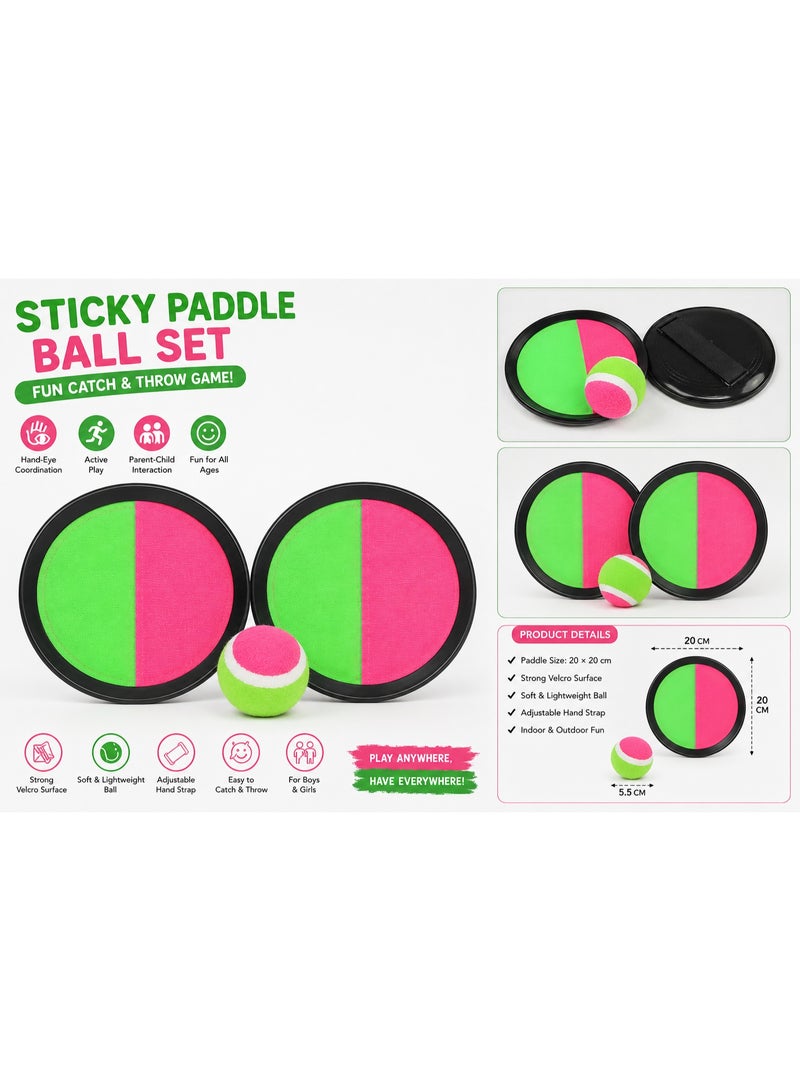 vGRASSP Kids Sticky Paddle Ball Catch Game Set 20 x 20 cm - Hook and Loop Catch Paddle with Soft Ball - Indoor and Outdoor Toss and Catch Sports Toy - Hand Eye Coordination Training Game for Boys and Girls - Family Fun Activity - Image 5