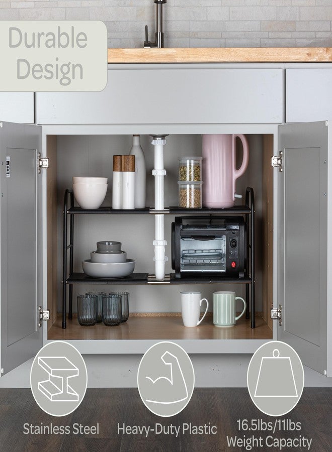 Home-Complete Under Sink Organizer - 2 Tier Adjustable Shelf Organizer with 8 Removable Panels - Kitchen or Bathroom Under Sink Organizers and Storage (White) - Image 2