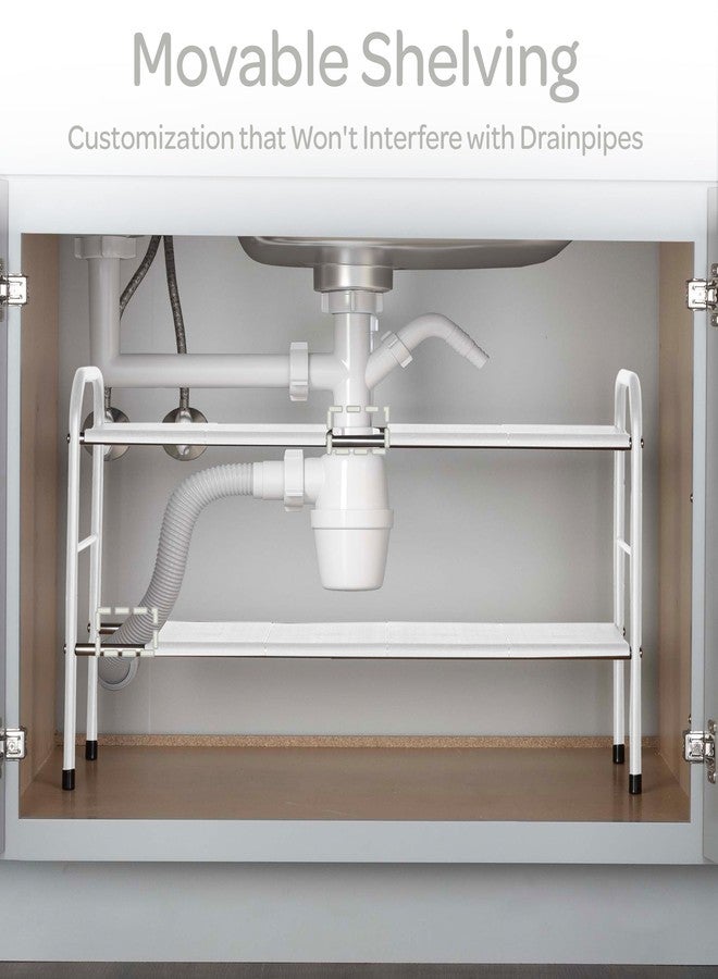 Home-Complete Under Sink Organizer - 2 Tier Adjustable Shelf Organizer with 8 Removable Panels - Kitchen or Bathroom Under Sink Organizers and Storage (White) - Image 4