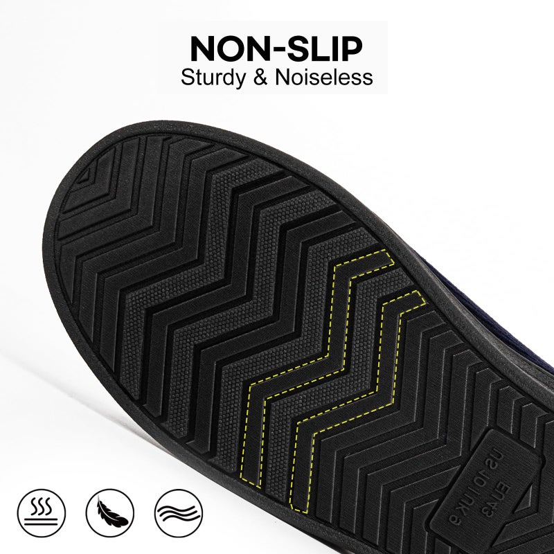 LongBay Men's Memory Foam Diabetic Slippers Comfy Warm Plush Fleece Arthritis Edema Swollen House Shoes (13, Navy Blue) - Image 5