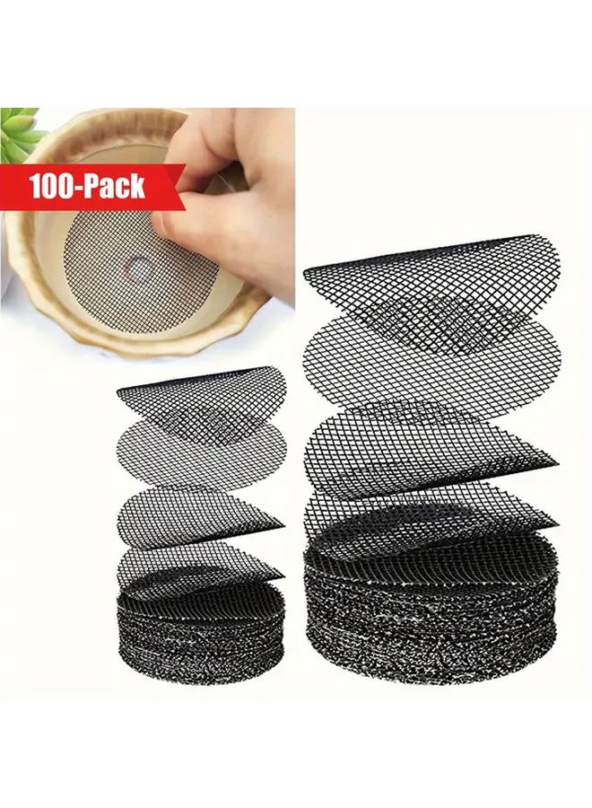 100 Pack Fiberglass Mesh Drainage Hole Screens Round Plant Pot Mesh Pads Prevent Soil Loss Bonsai Pot Bottom Grid Mat For Garden Planters Essential Gardening Supplies Garden Drainage Flexible Drainage