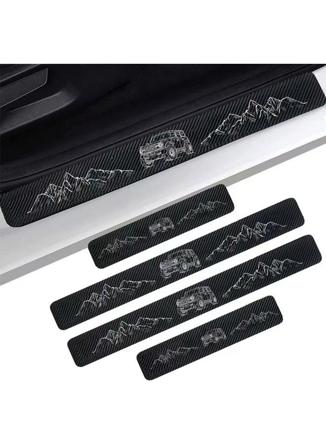 Zteyuzo 4PCS Carbon Fiber Door Sill Protectors Front/Rear Anti-Scratch Entry Guard fit for Ford Bronco - Image 1