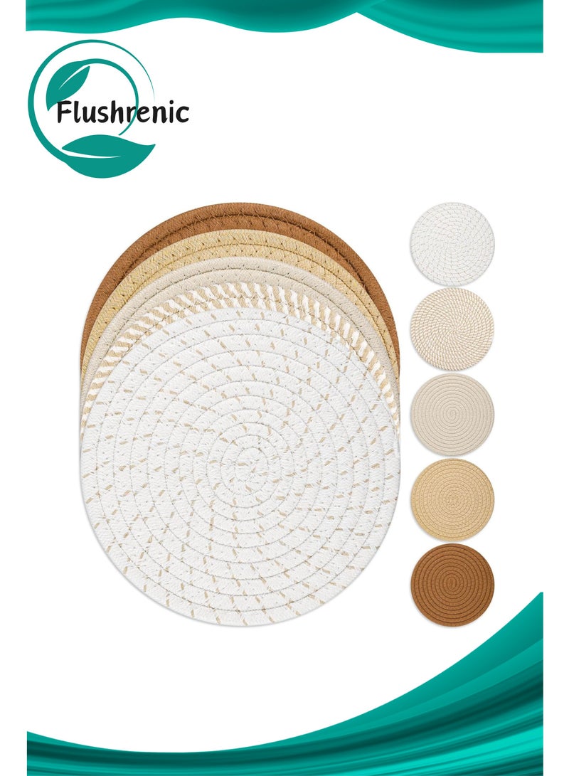 Flushrenic Mats Set for Hot Dishes,Anti Stain Hot Pads Plate,Heat Resistant Mat Protect Counter,Hot Pads for Hot pots and Pans,Hot Pot Holders Set - Image 1