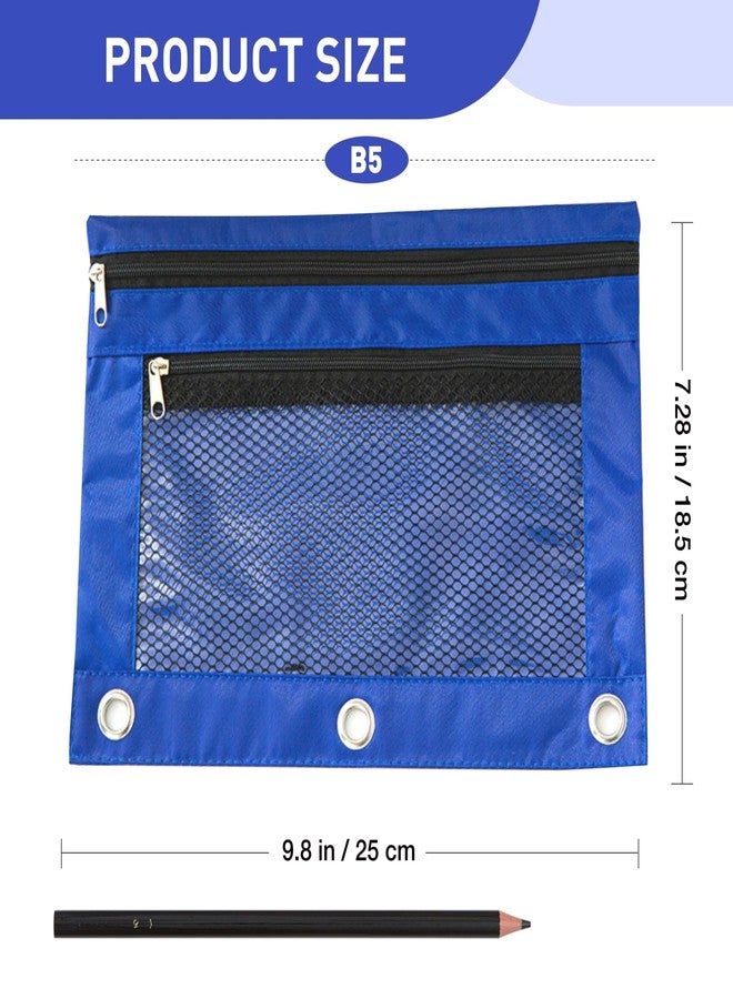 ASBEFORE Pencil Pouch 3 Ring Binder: 3 Ring Binder Pencil Case Bag Zipper Pencil Pouch Bulk Holder Accessories Clear Window Pencil Case Aesthetic Pencil Organizer Pockets (Blue, 1) - Image 2
