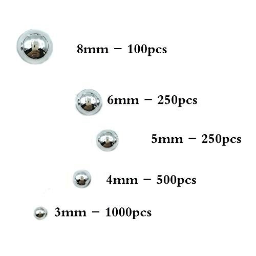 Looconi 2100pcs Silver Satin Luster ABS Imitation Pearls Half Round Pearls Assorted Mixed Sizes 3/4/5/6/8mm Flatback Pearl Beads DIY Material (Silver) - Image 2