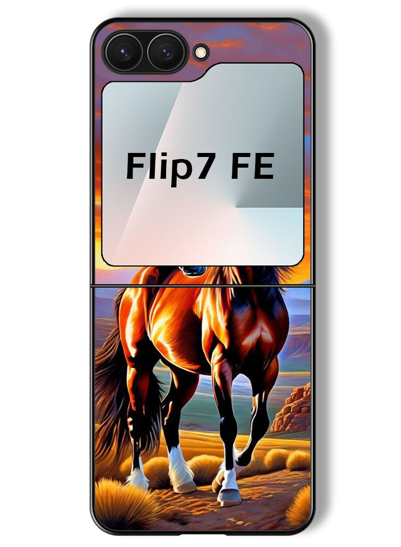Theodor Case Compatible with Samsung Galaxy Z Flip 7 FE 6.7 Inch Protection Shockproof Bumper Cover Horse Painting - Image 1