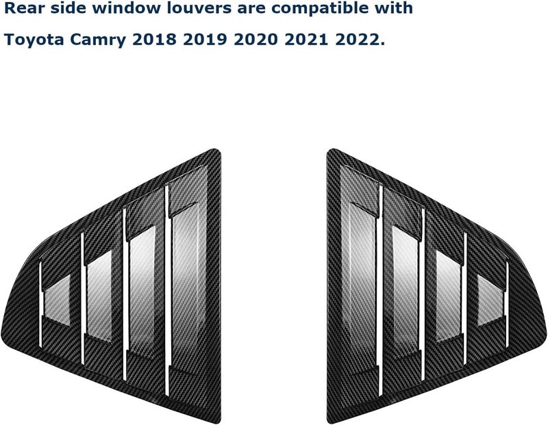 Acdeyaca Rear Side Window Louvers for Toyota Camry 2018-2022 - Carbon Fiber Pattern - Image 2
