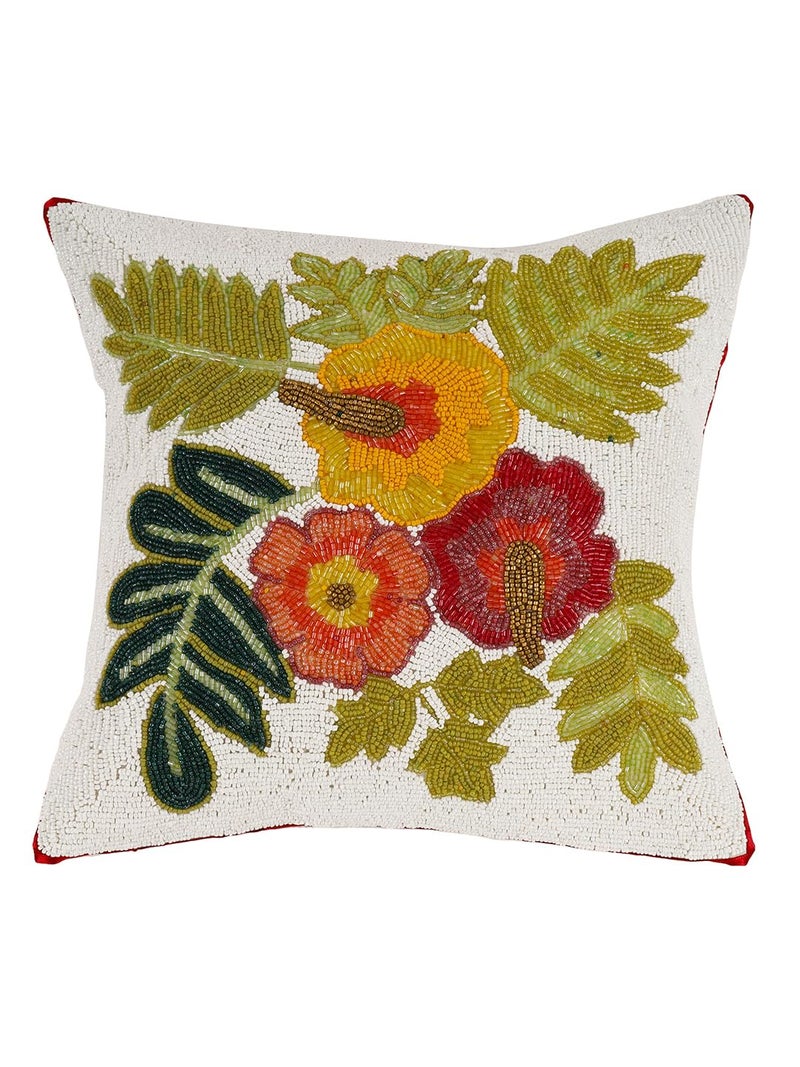Awesome Decorative Breaded Floral Cushions Cover��(16" X 16" Inches or 40.64 X 40.64 cm, Multicolor)-CC053 - Image 1