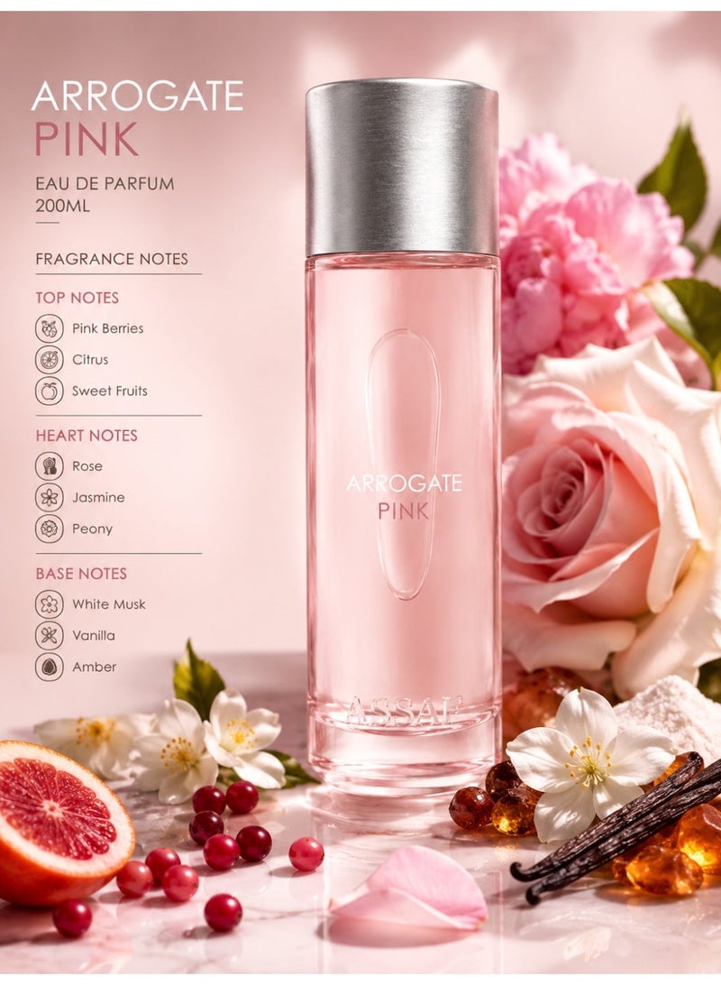 ASSAF ARROGATE PINK 200ML Eau De Parfum For Women | Long Lasting Floral Fruity Luxury Perfume | 100% Original & Authentic - Image 3