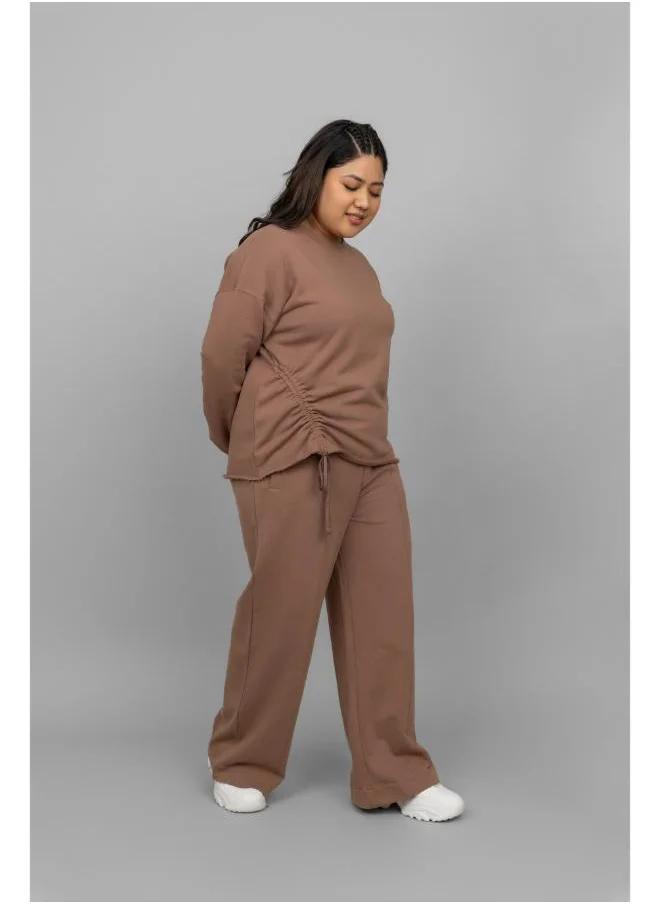 NeceSera Brown Terry Ruched Co-ord Set