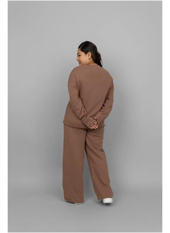 NeceSera Brown Terry Ruched Co-ord Set