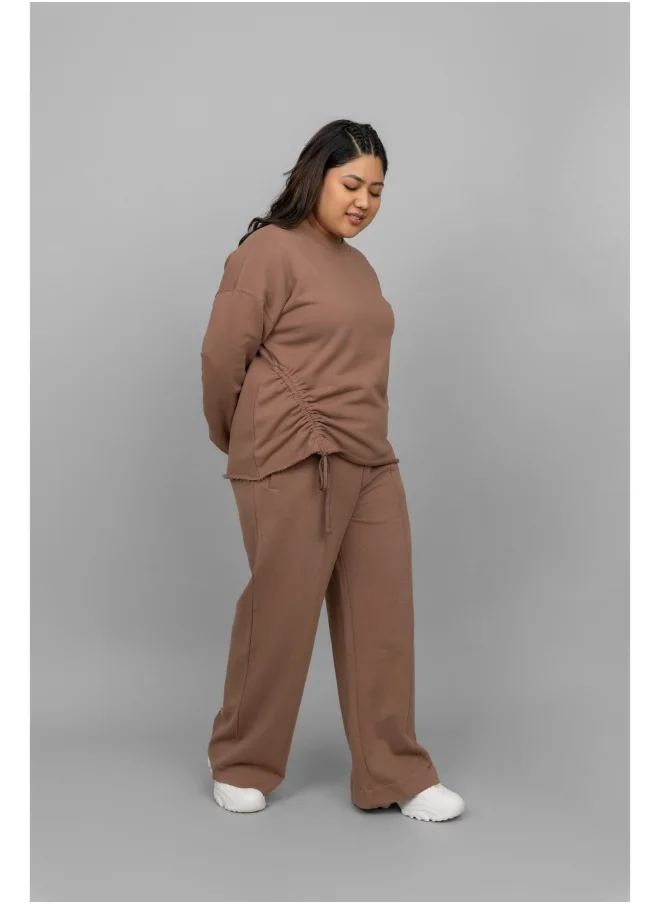 NeceSera Brown Terry Ruched Co-ord Set