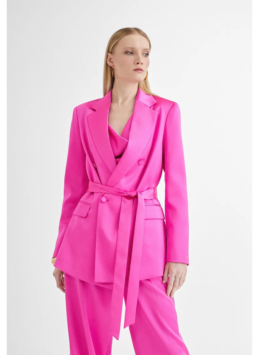 Lola Casademunt Satin crossover blazer