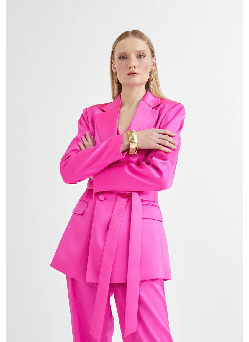 Lola Casademunt Satin crossover blazer
