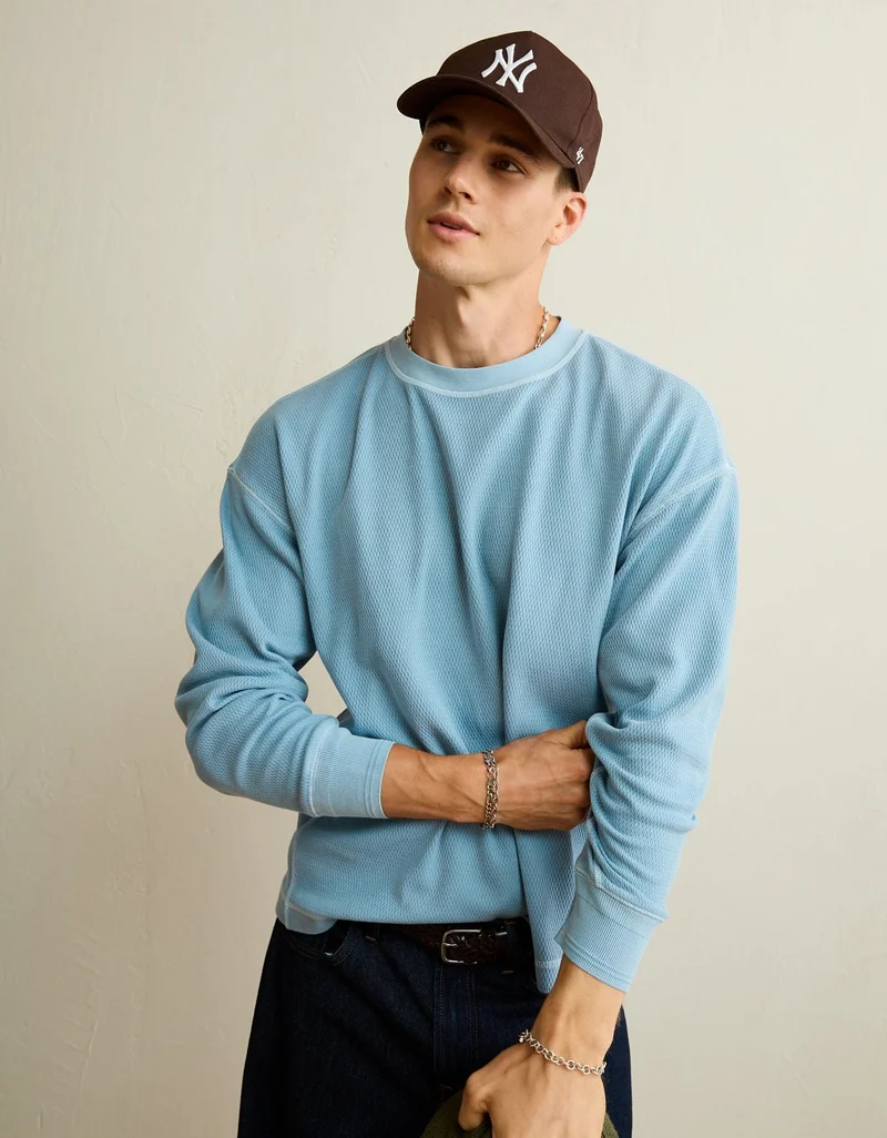 AE Boxy Fit Garment-Washed Thermal Shirt