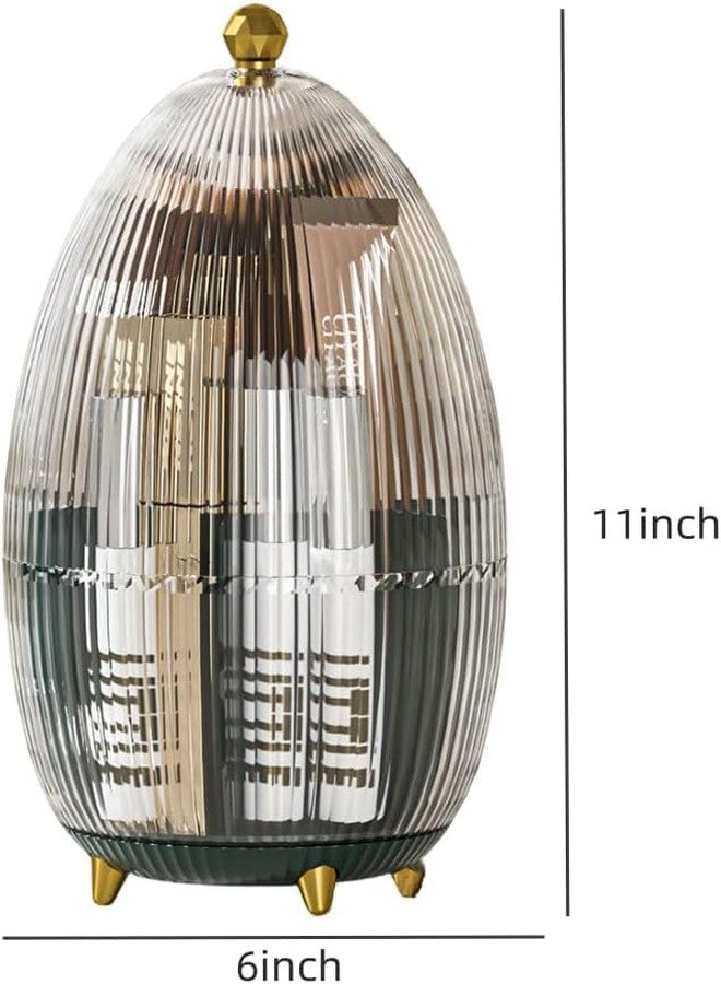 Ostin حامل فرش مكياج أوستين مع غطاء، منظم مستحضرات تجميل، حامل أدوات مكياج مكتبي دوار 360 درجة مع غطاء، منظم أحمر شفاه مقاوم للغبار، حامل تخزين لأقلام التجميل أو محدد العيون. - Image 3