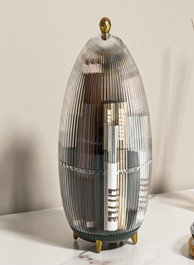 Ostin حامل فرش مكياج أوستين مع غطاء، منظم مستحضرات تجميل، حامل أدوات مكياج مكتبي دوار 360 درجة مع غطاء، منظم أحمر شفاه مقاوم للغبار، حامل تخزين لأقلام التجميل أو محدد العيون. - Image 1