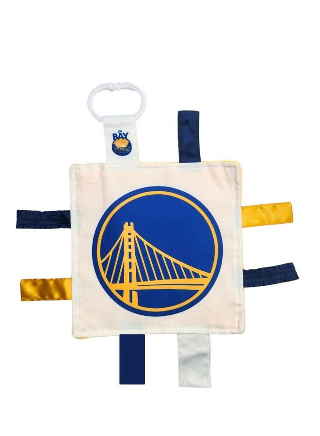 The Learning Lovey Golden State Warriors Baby 8x8” Tag Toy - NBA Basketball - Baby Sensory Crinkle Toys - Soft & Safe - Ideal Baby Stroller Toy - BPA Free w/Stroller Clip (8" x 8" Tag Toy) - Image 1