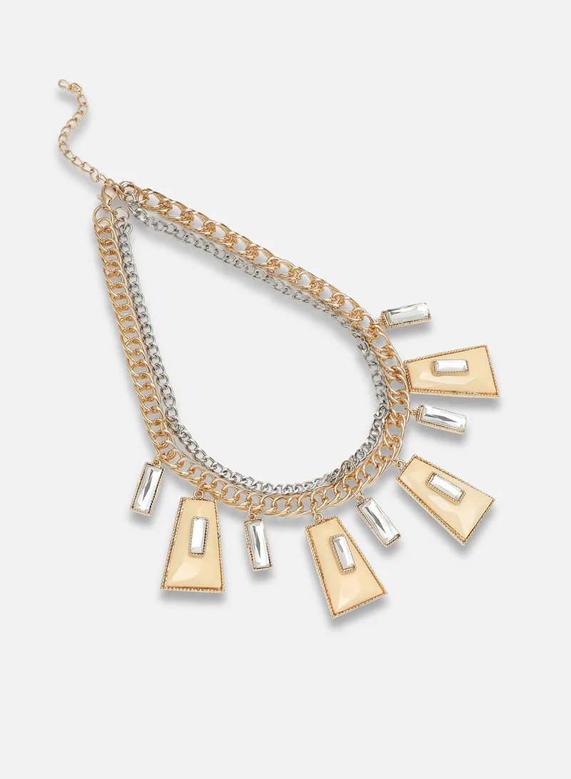 سوهي قلادة حجرية مصممة للحفلات مطلية بالذهب